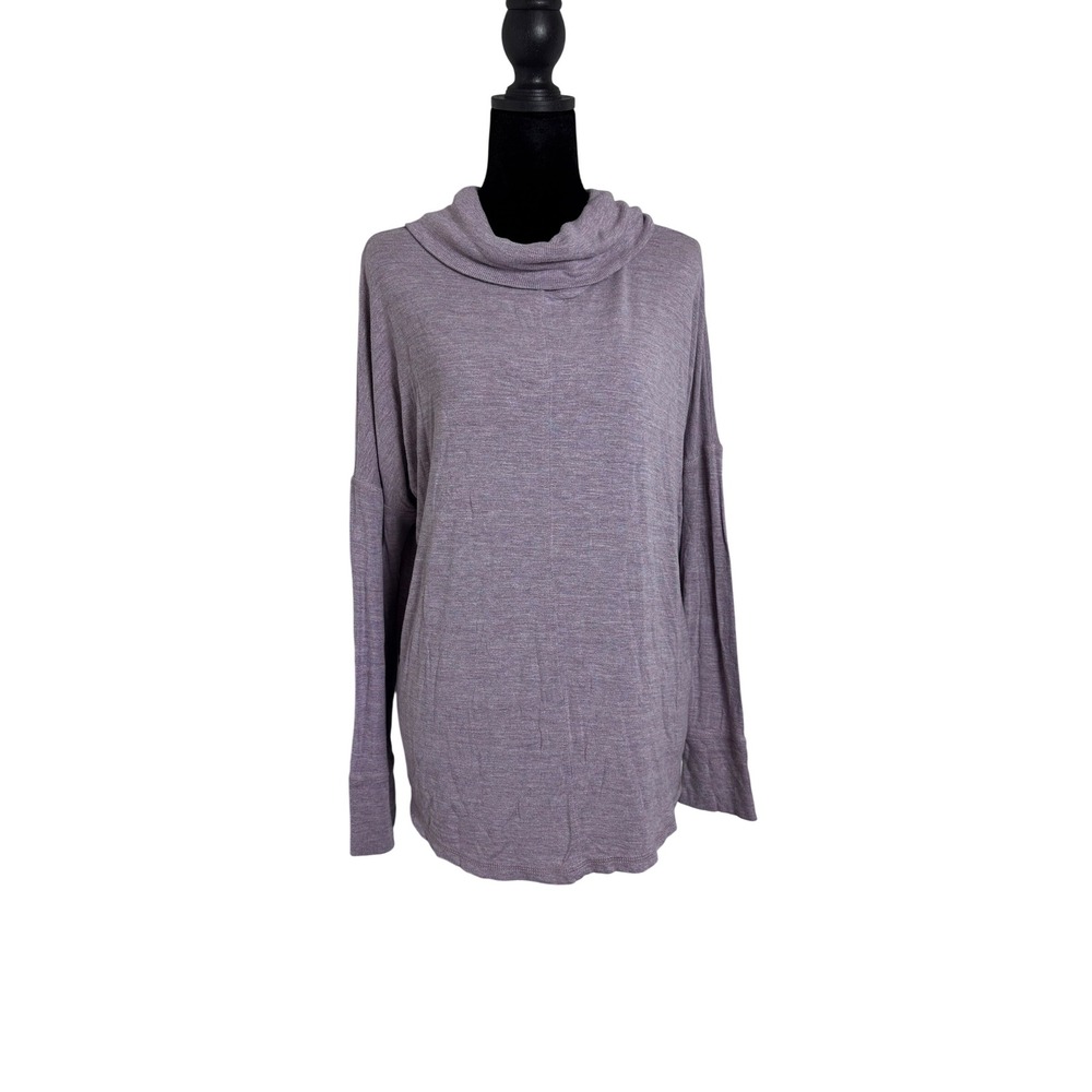 Rachel Zoe Cowl Neck Top Womens Large Purple Excellent Soft Knit Long Sleeve